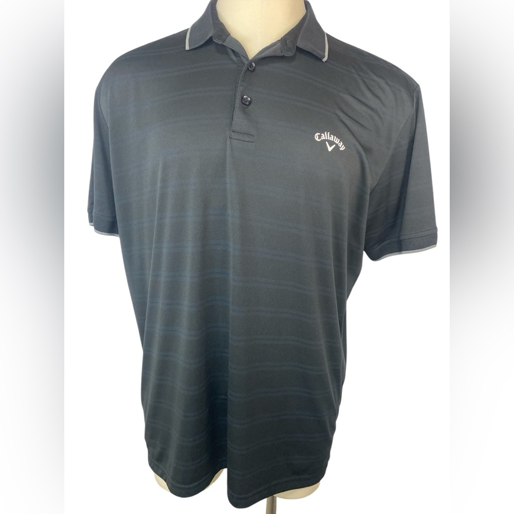 Callaway Opti-Dri Black Striped Short Sleeve Golf Shirt Men’s XL